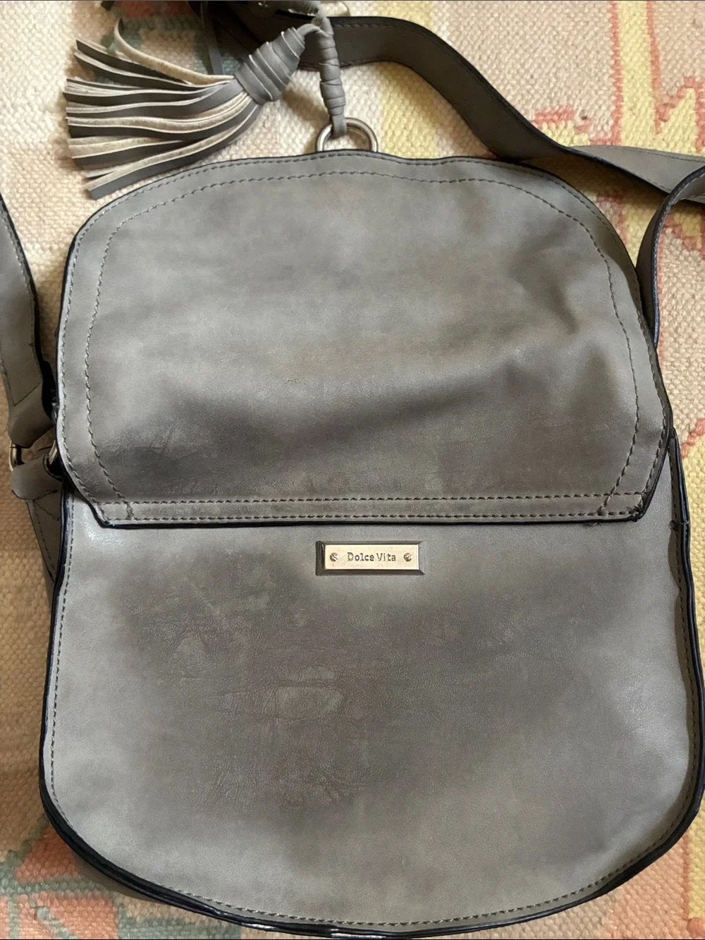 Dolce Vita Gray and Black Tassel Crossbody Bag